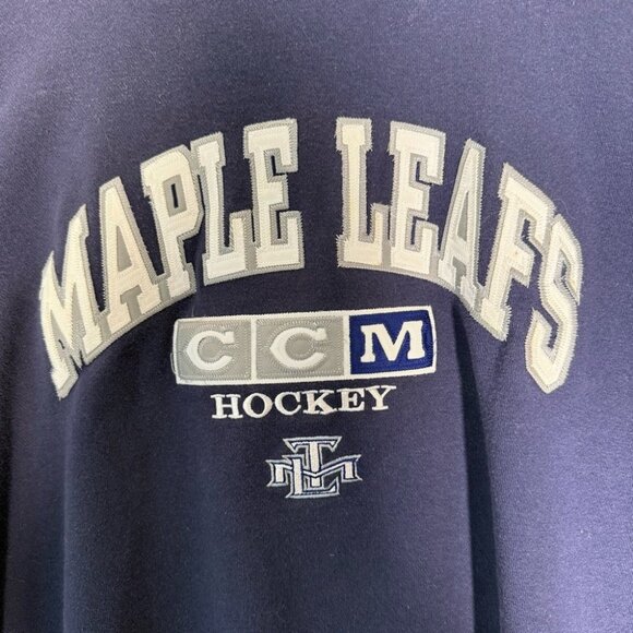 NHL Toronto Maple Leafs Blue Sweatshirt Heavyweight Crewneck Spell out Hockey - Picture 10 of 10
